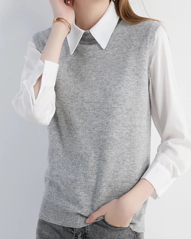 Merino Wool Sleeveless Knit Vest
