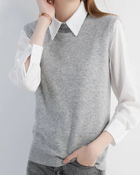 Merino Wool Sleeveless Knit Vest