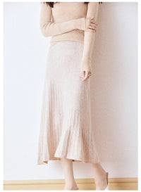 Wool Knitted High Waist A-Line Skirt