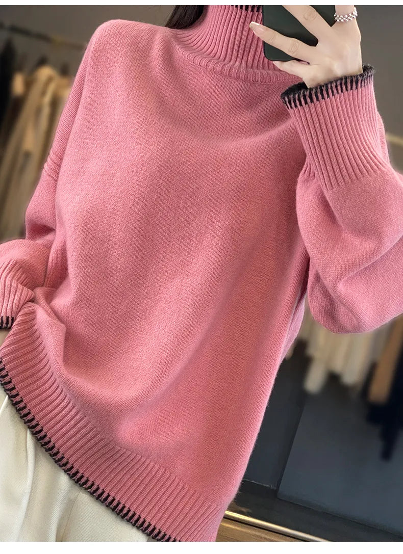 Oversized 100% Wool Turtleneck Sweater