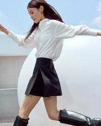 Casual High-Waisted Suit A-Line Skirt