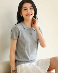 Soft Knit Polo Collar Top