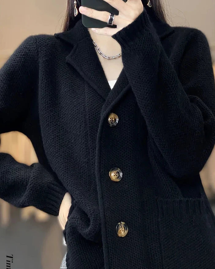 Pure Wool Stand Collar Cardigan