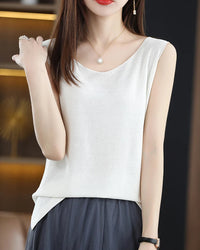 Side-Slit Sleeveless Knit Vest