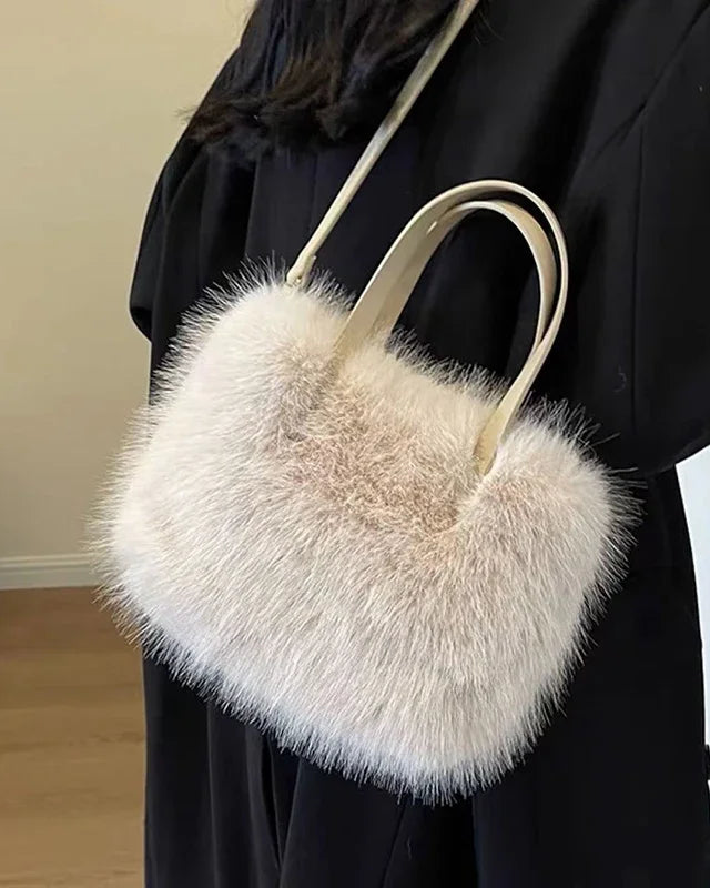 Soft Faux Fur Bucket Tote