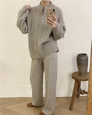 O Neck Sweater & Wide Leg Pants TrackSuit