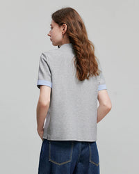 Embroidered Piqué Short Sleeve Top
