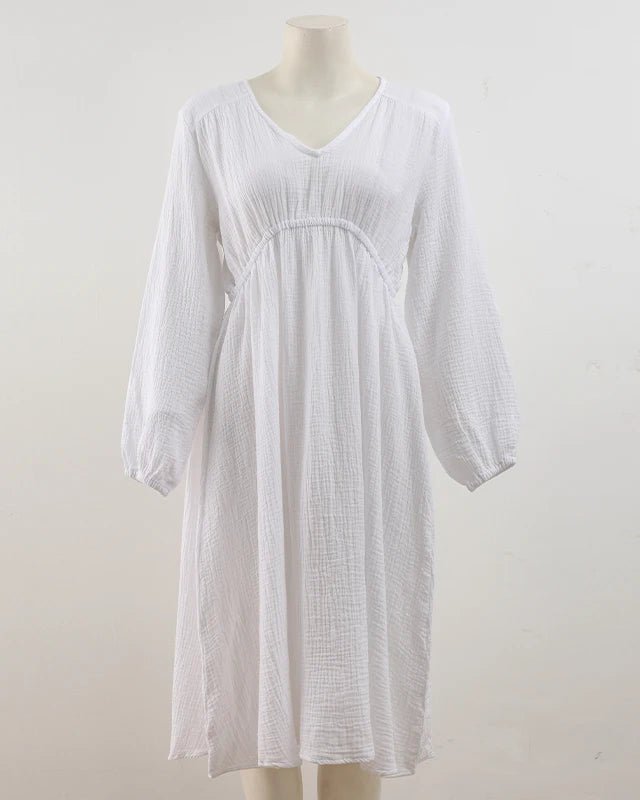 Elegant Long-Sleeved V-Neck Party Beach Dress