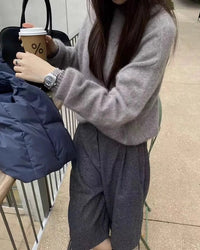 Thick Cashmere Loose-Fitting Crew Neck Sweater