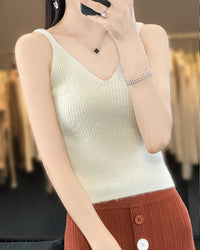 Slim Fit Merino Wool Sleeveless Knit Top