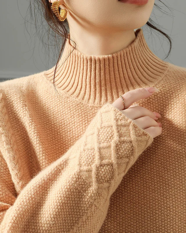 Refined Textured Wool Turtleneck Sweater