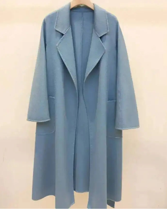 Belted A-Line Wool-Blend Coat