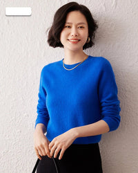 Crew Neck Long-Sleeved Cashmere Knit Sweater