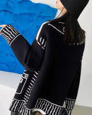 Graphic Wool Blend V-Neck Cardigan