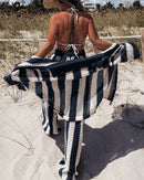 Crochet Knit Cardigan & Wide-Leg Trouser 2-Piece Set