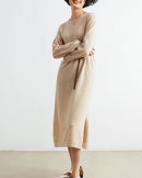 Cashmere Knit Midi Dress Side Slit