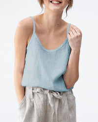 Cotton And Linen Round-Neck Tank Top