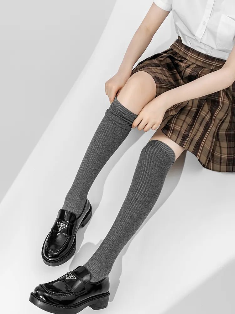 Wool Blended Knee Length Ribbed Long Socks