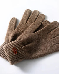 Thick Knit Cashmere Ribbed Wrist Gloves