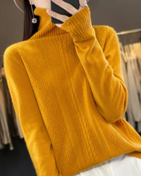 Merino Wool Turtleneck Jacquard Sweater