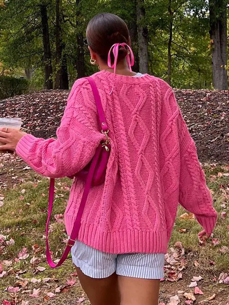 Crew Neck Vintage Pink Pullover