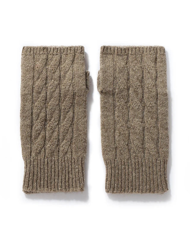 Women's Wool fingerless thumb hole mittens featuring a sculpted thumb-hole opening, seamless knit construction, and pure wool fabric, perfect for delivering poised warmth in cold office environments.