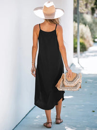 Scoop Neck Spaghetti Flowy Maxi Dress