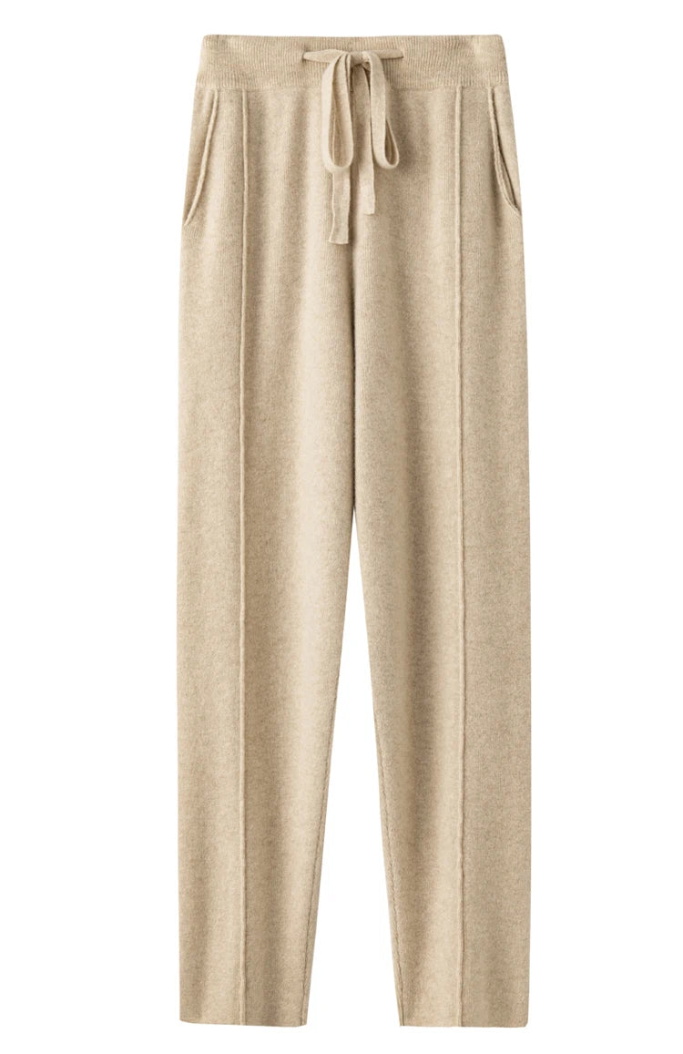 Wool Blend Wide-Leg Knit Pants
