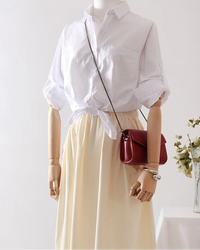 Twill Midi Skirt With Pockets And Pleats