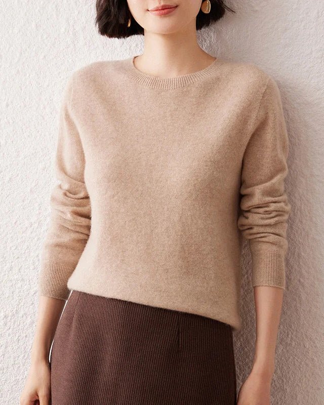 Cashmere Knitted Long-Sleeved Crew Neck Sweater
