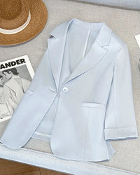 Relaxed Three-Quarter Sleeve Suit Jacket