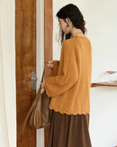 Scalloped Open-Knit Cardigan