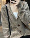Cashmere V-Neck Loose Cardigan Sweater