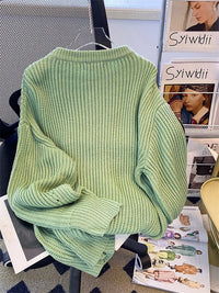 Round-Neck Oversized Knitted Pullover