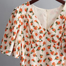 Floral Printed V-Neck Chiffon Dress