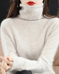 Pure Mink Cashmere Turtleneck Sweater