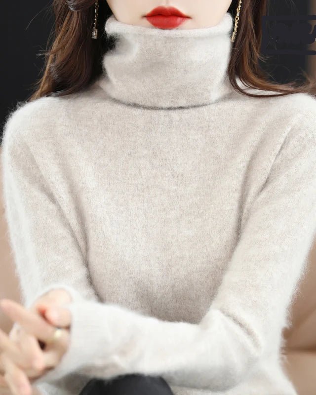 Pure Mink Cashmere Turtleneck Sweater