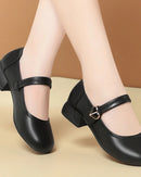 Women's Genuine Leather Mid-Heel Shoes