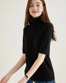 Merino Wool Half-Sleeve Turtleneck