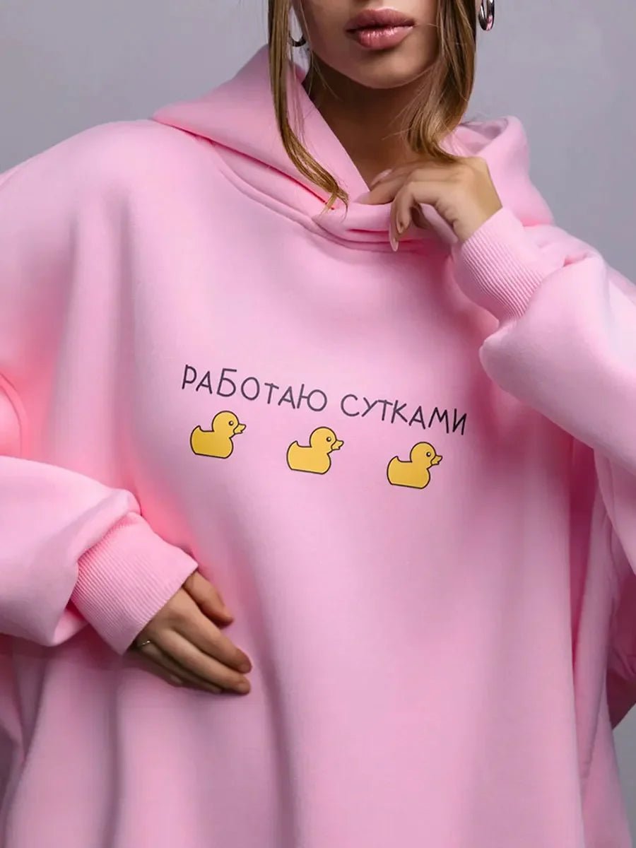 Oversized Ducks Printed Hoodie