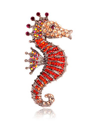 Diamond-Set Seahorse Brooch
