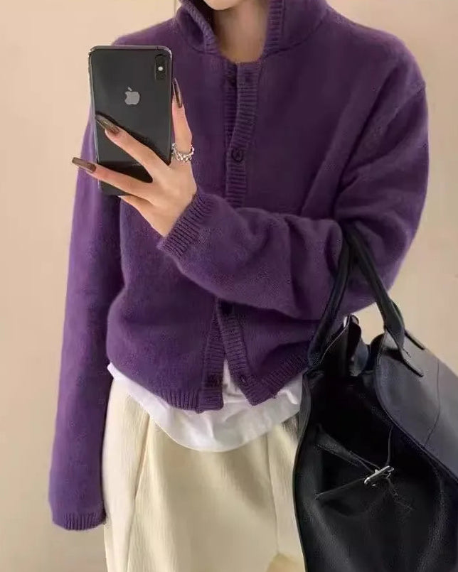 Single-Breasted Cashmere Hooded Cardigan