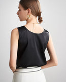 Crew-Neck Sleeveless Silk Top