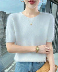 Mink Cashmere Short Sleeve Sweater