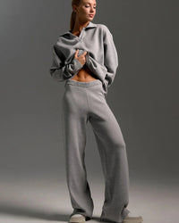 Polo Neck Sweater & Wide Leg Pants Set