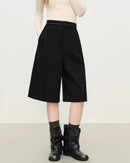 Retro Straight-Leg Loose High-Waisted Shorts
