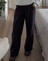High-Rise Straight Corduroy Casual Pants