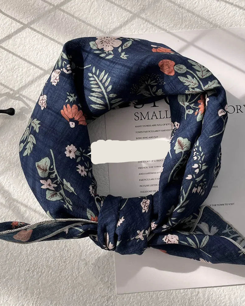 Floral Print Small Square Scarf