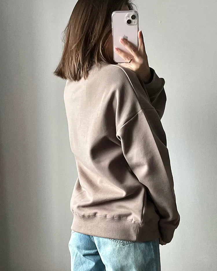 Loose-Fit Pure Cotton Pullover Sweatshirt