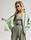 Lapel Collar Single-Breasted Loose-Fitting Shirt